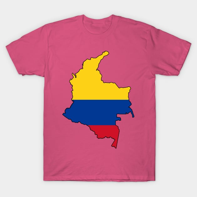 Colombia Flag Map T-Shirt by Historia